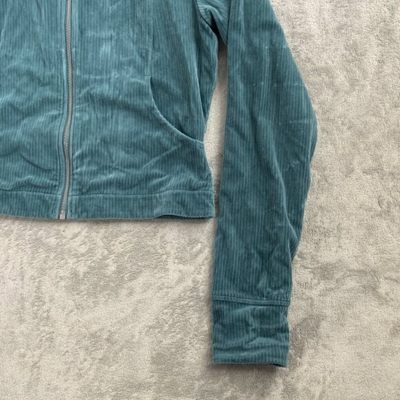 Lululemon Jacket Womens 10 Storm Teal Corduroy Full Zip Scuba Track Velvet Cord - Picture 5 of 12